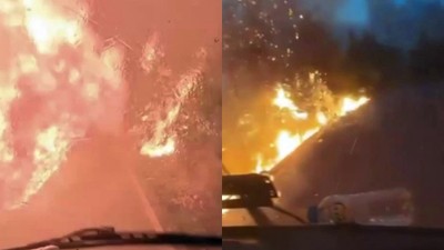 Sakarya'da korkunç görüntü: Ekipler alev çemberinin içinden geçti! Nefes kesen o anlar kamerada