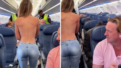 Genç modelin uçak kombini olay oldu: Bu halde uçağa nasıl bindin?