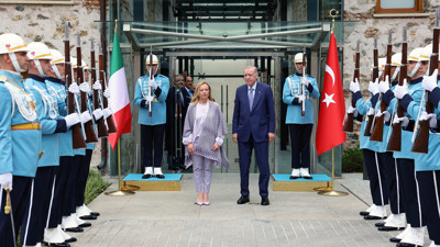Erdoğan-Meloni zirvesinden ilk görüntüler