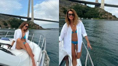 Çiğdem Batur'dan iddialı tekne paylaşımı! Mavi bikinisiyle pozlar verdi