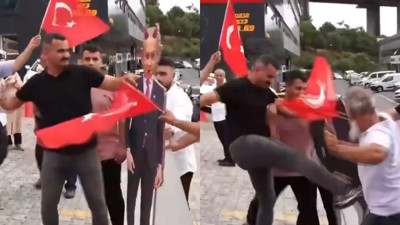 Netanyahu'nun maketi Bağcılar'da esnaf dayağı yedi