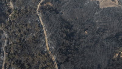 Çanakkale'de yangın dronla görüntülendi