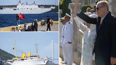 TEKNOFEST Mavi Vatan coşkusu İstanbul Boğazı’nda! Cumhurbaşkanı Erdoğan gemileri selamladı!