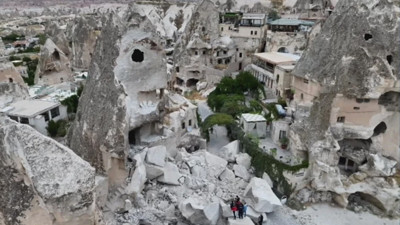 Kapadokya’da peribacaları yıkıldı, jandarma inceleme başlattı