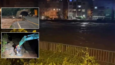 Karadeniz Bölgesi'nde şiddetli yağış: Rize'de köprü çöktü, yollar kapandı