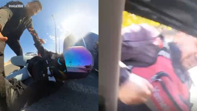 Kız arkadaşını yere yatırıp tekmeleyen sürücüyü köşeye sıkıştırdı