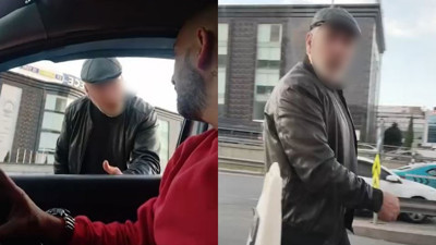 Başakşehir’de taksi sürücüsünün yolcu kavgası kamerada