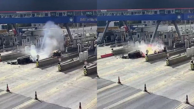 Kuzey Marmara Otoyol gişesinde korkunç kaza! O anlar kamerada
