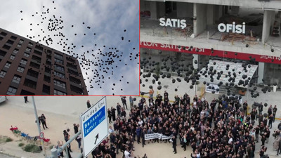 Binlerce mağdur gökyüzüne siyah balon bıraktı