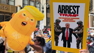 New York'ta on binlerce kişi "Krallara Hayır" protestolarında Trump yönetimini eleştirdi
