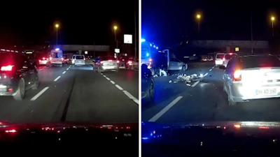Kaza sonucu yola savrulan motosikletteki 2 kişiye ambulans çarptı