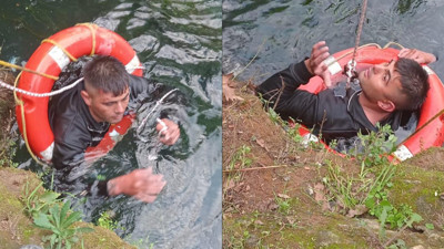 Düden Çayı'na düşen genç, can simidiyle kurtarıldı