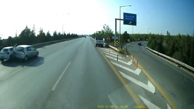 Otobanın ortasında duran araç az daha faciaya yol açıyordu