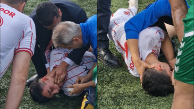 Amatör maçta futbolcu bilincini kaybetti