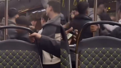 Bursa’da otobüste yumruk yumruğa kavga kamerada