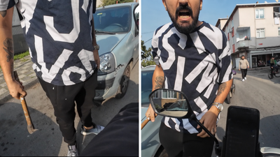 İstanbul trafiğinde keserli saldırı anı kamerada