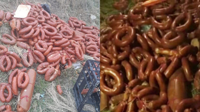 Ankara’da yüzlerce kilo et ürünü boş araziye atıldı