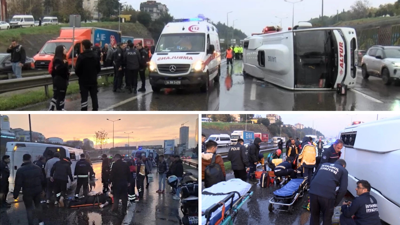 Maltepe’de servis minibüsü devrildi: Yaralılar var