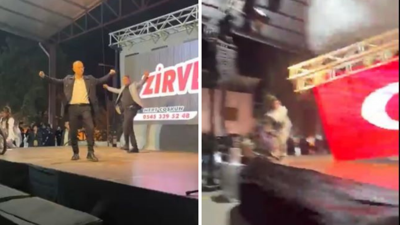 Aydın’da sahne çöktü: Belediye Başkanı saniyelerle kurtuldu