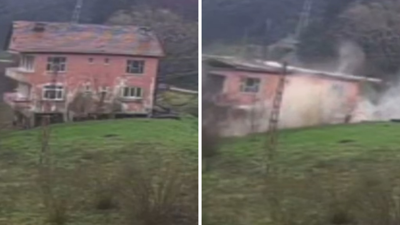 Kastamonu'da 2 katlı ev heyelan nedeniyle çöktü