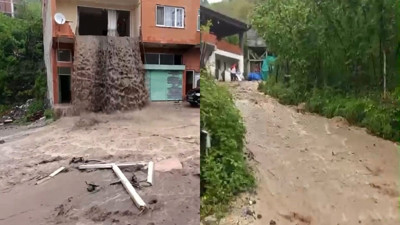 Ordu’da sel felaketi: Evin balkonundan şelale gibi su aktı