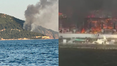 Viranbağ Plajı'nda panik! Büyükada'da yangın çıktı