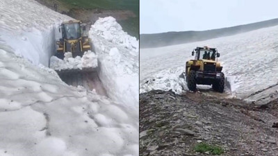 Kars'ta temmuz ortasında 3 metrelik karla mücadele sürüyor