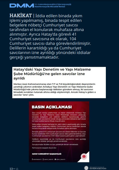 İletişim Başkanlığı Dezenformasyonla Mücadele Merkezi, depremle ilgili Dezenformasyon Bülteni'ni yayınladı - Resim: 13