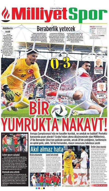 Türkiye - Portekiz karşılaşması: Montella’nın hatalı 11'i | 23 Haziran gazete manşetleri - Resim: 16