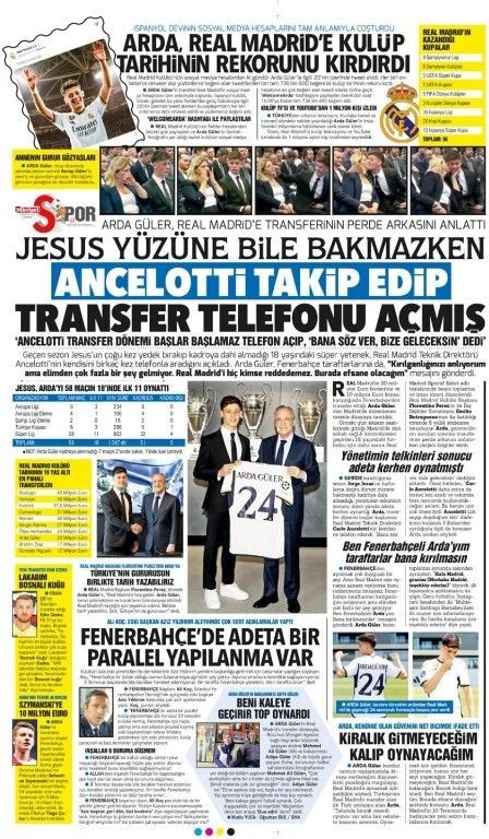 Avrupa basını Real Madrid'e transfer olan Arda Güler'i konuşuyor! Hepsi manşetlerine taşıdı | 8 Temmuz Cumartesi gazete manşetleri - Resim: 20