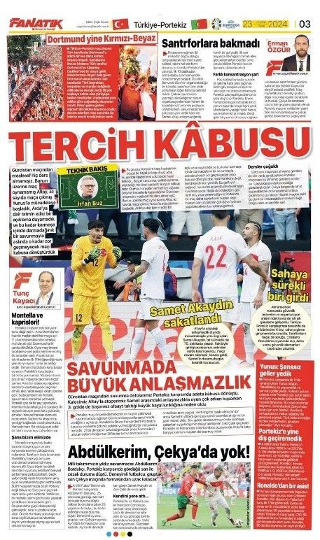 Türkiye - Portekiz karşılaşması: Montella’nın hatalı 11'i | 23 Haziran gazete manşetleri - Resim: 5