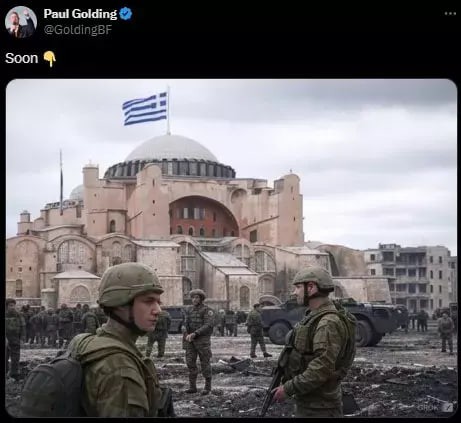 Ayasofya üzerinde Yunan bayrağı: İngiliz milletvekilinden hadsiz paylaşım - Resim : 1