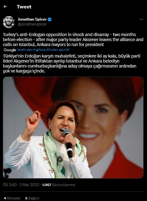 Akşener'in, Kılıçdaroğlu'nun adaylığını kabul etmeyip masadan kalkması dünya basını gündeminde - Resim: 3