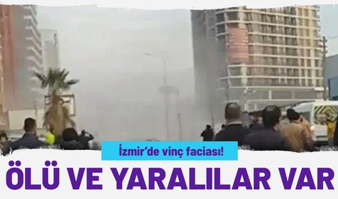 İzmir'de kule vinç devrildi