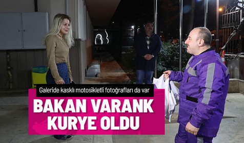 Sanayi ve Teknoloji Bakanı Mustafa Varank, yeni yıla girerken motokurye oldu sipariş götürdü