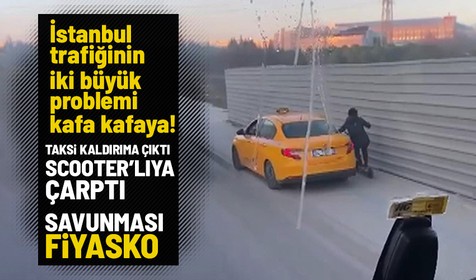 Esenyurt'ta taksici kaldırımdaki scooterlı kadına çarptı