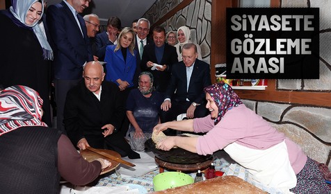 Cumhurbaşkanı Recep Tayyip Erdoğan Antalya Manavgat'ta yangın sonrası yeni evine kavuşan aileye konuk oldu gözleme yedi