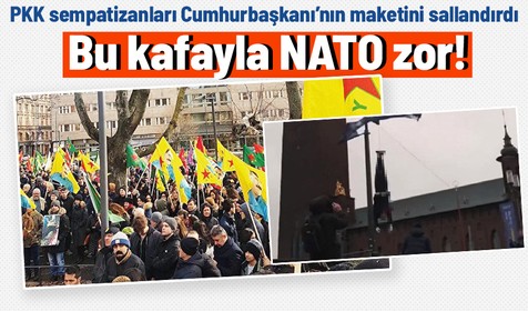 İsveç'te terör örgütü PKK/YPG destekçilerinden alçak provokasyon! Cumhurbaşkanı Recep Tayyip Erdoğan'ın maketini astılar
