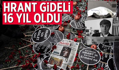 Agos Gazetesi Genel Yayın Yönetmeni Hrant Dink'in ölümünün üzerinden 16 yıl geçti: Saldırıya uğradığı noktada anma gerçekleştirildi