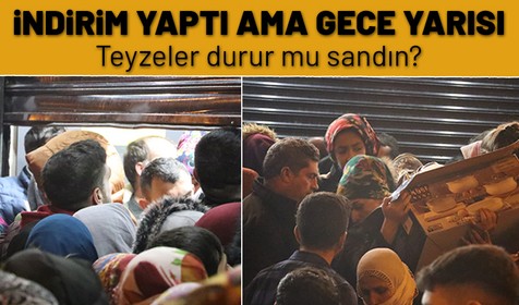 İndirimli çeyiz eşyası alabilmek için gece yarısı birbirlerini ezdiler