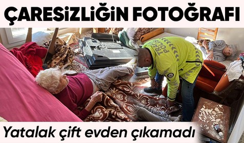Hatay'da meydana gelen depremde hasar gören evlerinde mahsur kalan yatalak çift 50 saatin sonunda kurtarıldı