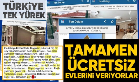 Depremzedelerin acısı tüm Türkiye'nin yüreğinde! Evi olanlar evlerini ücretsiz ilana koydu