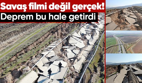 Savaştan beter! Yolda dev çatlaklar oluştu! Görenler gözlerine inanamadı... Filmleri aratmayan manzara drone ile görüntülendi