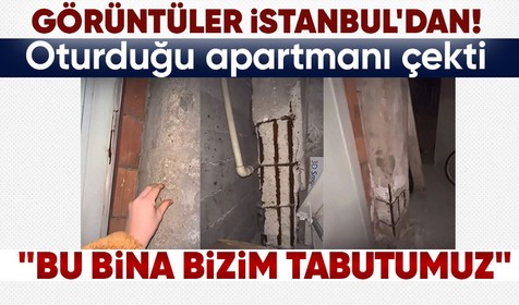 Görüntüler Küçükyalı'dan... Tuttuğu kolon eline kaldı! Sosyal medya bunu konuşuyor: Böyle bir binada oturuyoruz, bizim tabutumuz