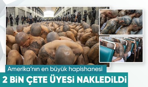 Bu görüntüler film değil! El Salvador'da Amerika kıtasının en büyük hapishanesine 2 bin çete üyesi nakledildi