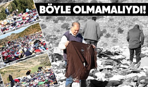 Deprem felaketlerinin ardından Hatay'da yol kenarına dökülen kıyafetler depremzedeler tarafından seçiliyor
