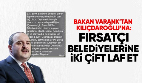 Sanayi ve Teknoloji Bakanı Mustafa Varank'tan Kılıçdaroğlu'na Nilüfer Belediyesi göndermesi