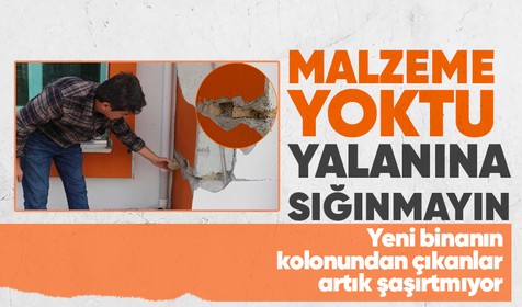Malatya'dan gelen görüntüler artık şaşırtmıyor: Yeni binanın kolon ve kiriş aralarında tahta parçaları çıktı