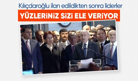 Son dakika haberleri... Kemal Kılıçdaroğlu Millet İttifakı'nın cumhurbaşkanı adayı olarak açıklandı! Liderlerin gerginlikleri yüzlerine yansıdı