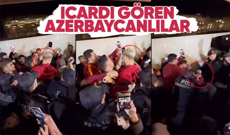 Azerbaycan'da Galatasaray'a coşkulu karşılama! Icardi taraftarların arasında kaldı